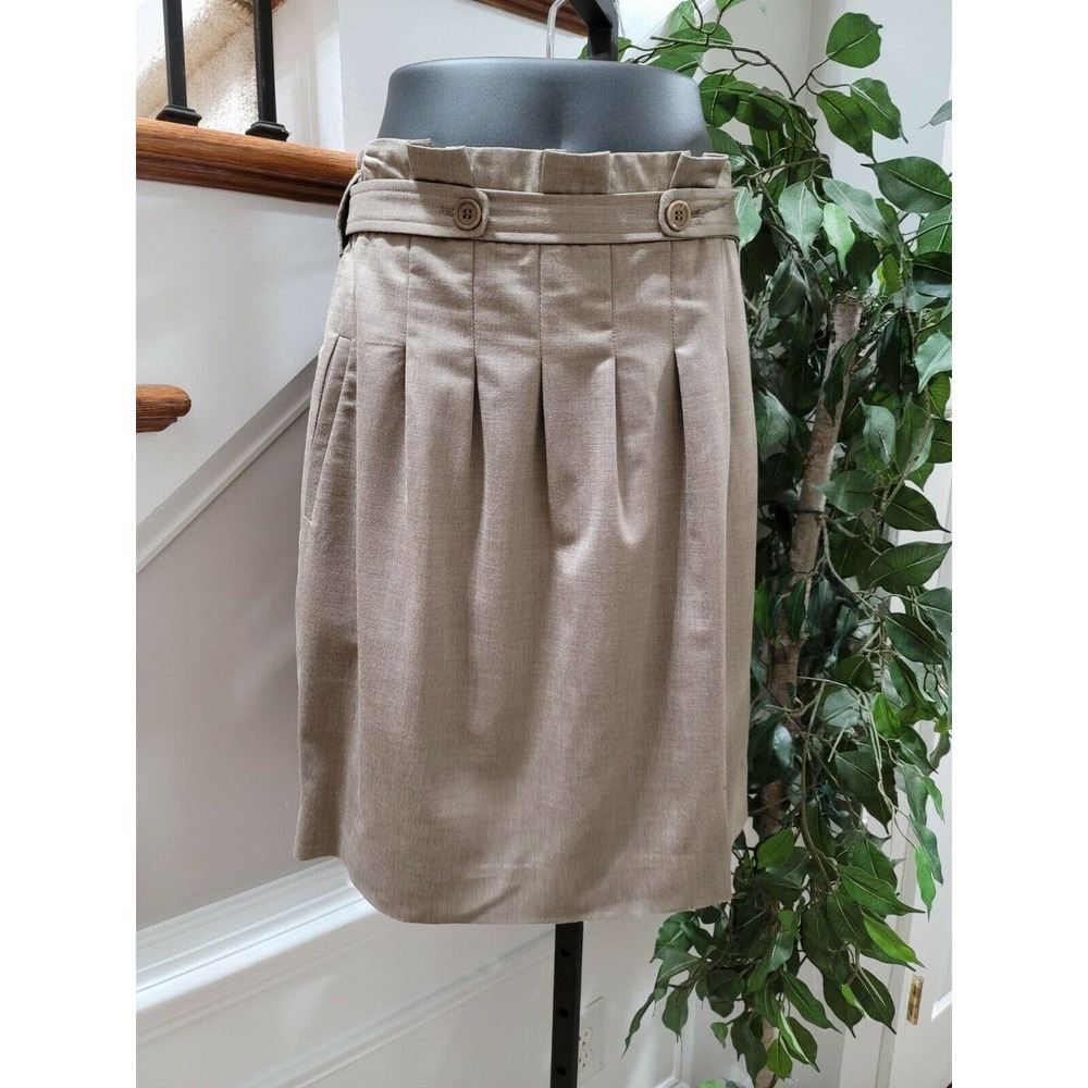 BCBGMAXAZRIA Women's Beige Wool and Spandex‎ Knee Length Flare Skirt Size 08